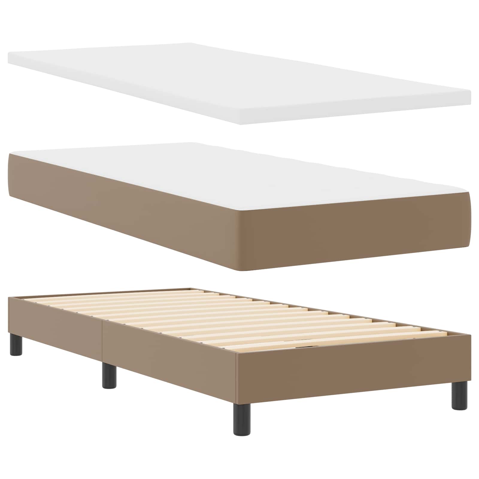 Krevet s opruga kutije Boja cappuccina 90 x 190 cm Umjetna koža