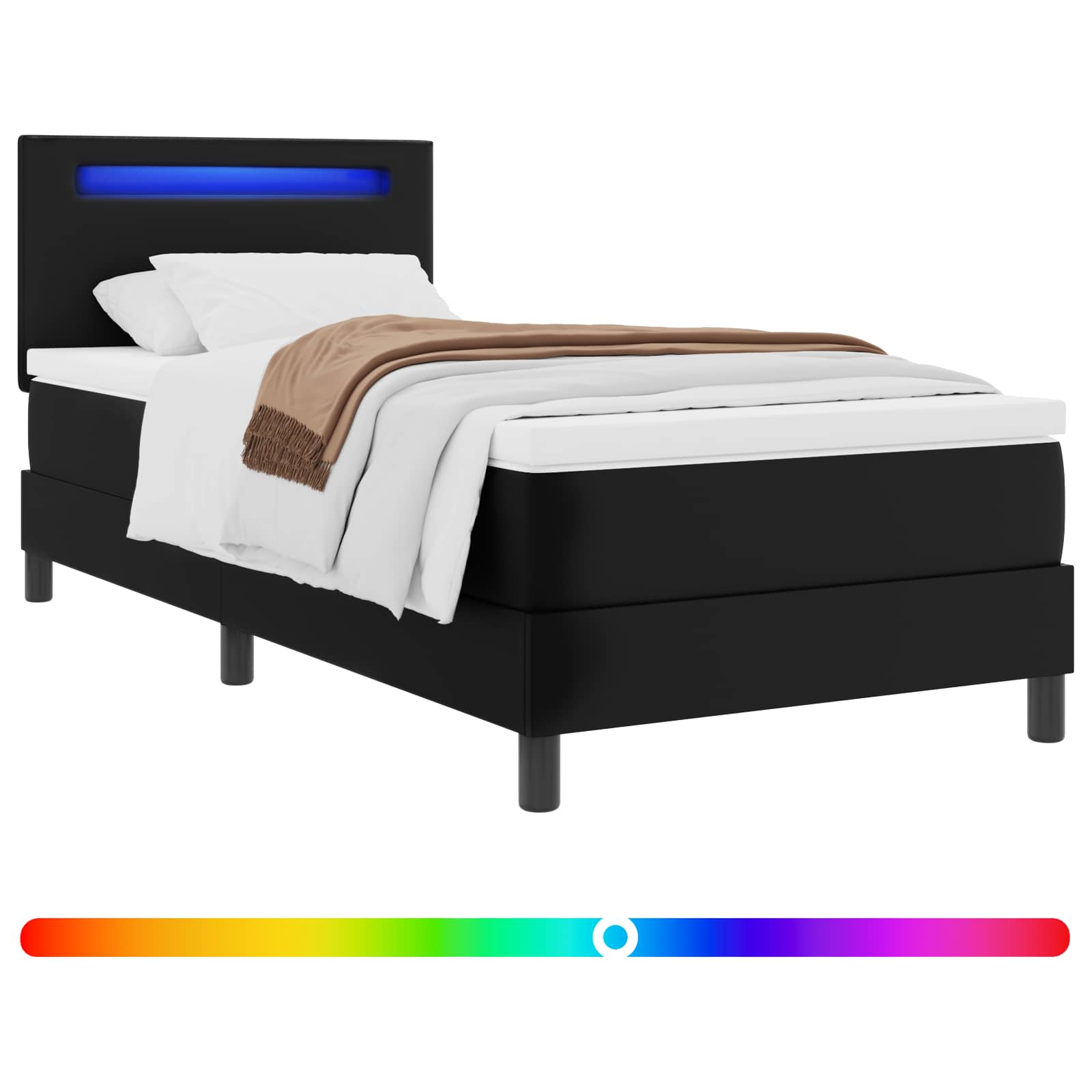 Krevet s opruga kutije s madracem Crna 90 x 200 cm Umjetna koža