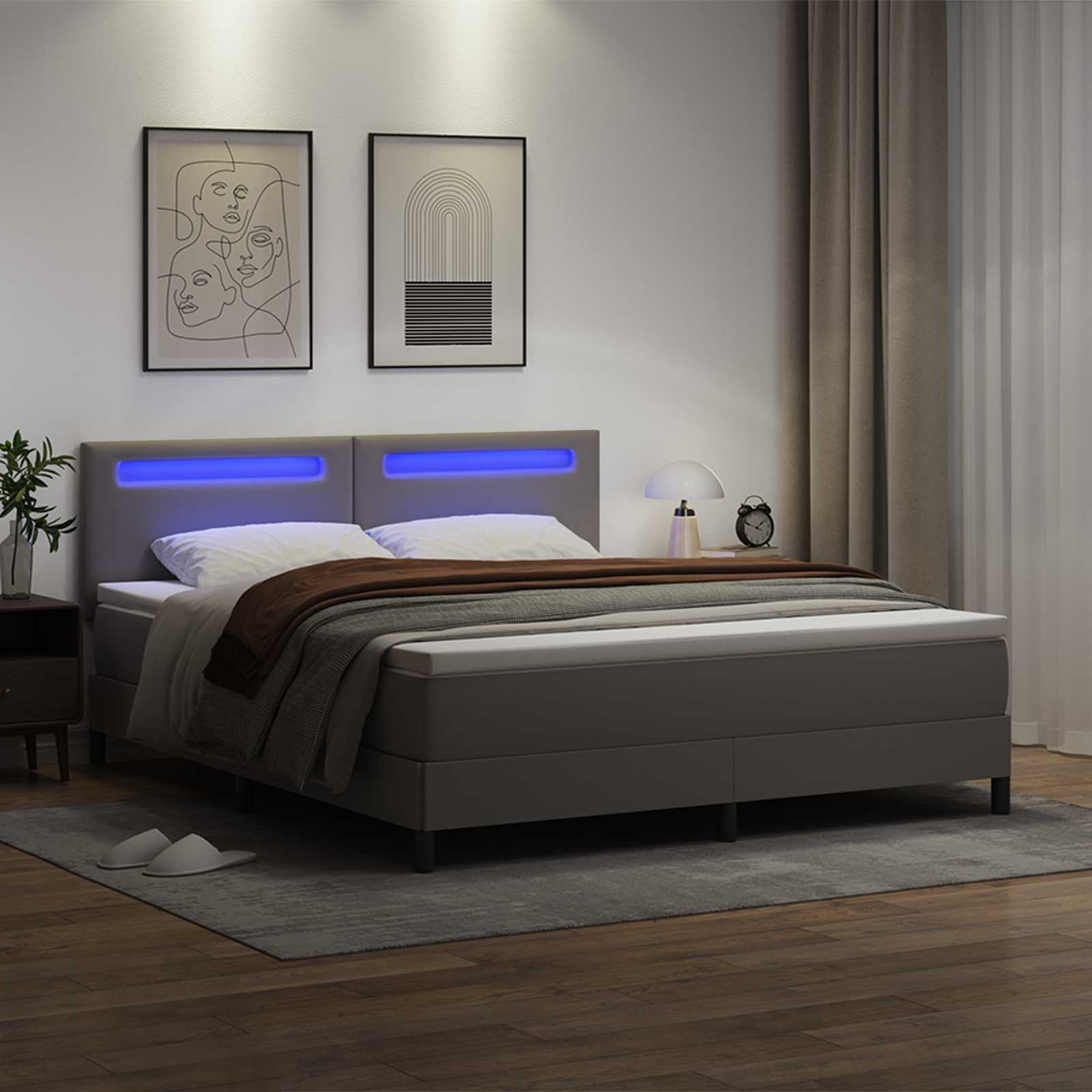 Krevet s opruga kutije Siva 180 x 200 cm Umjetna koža