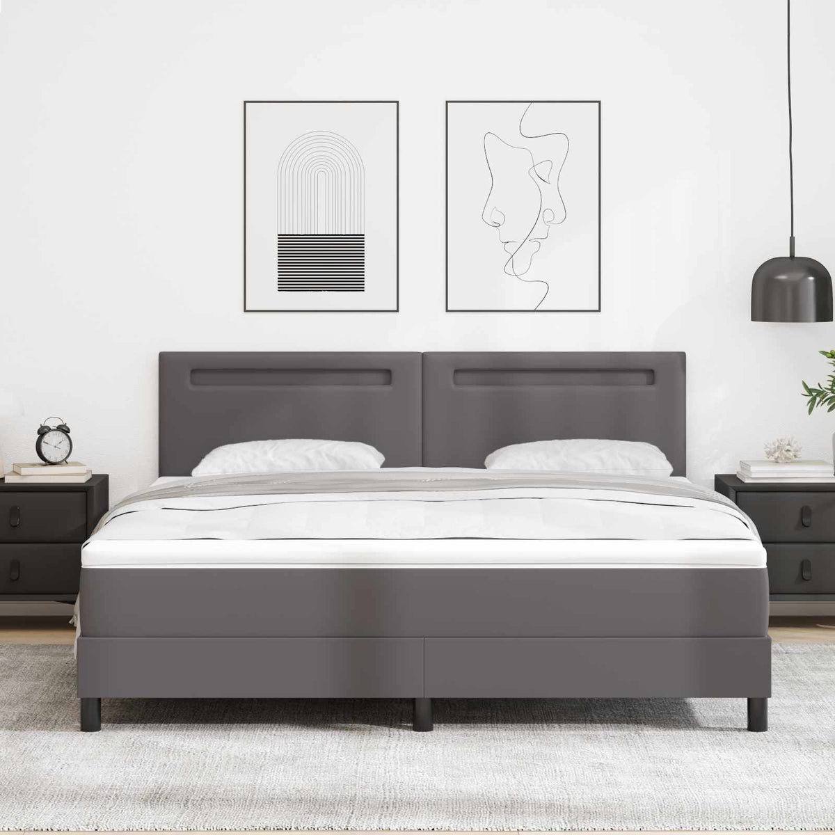 Krevet s opruga kutije Siva 180 x 200 cm Umjetna koža