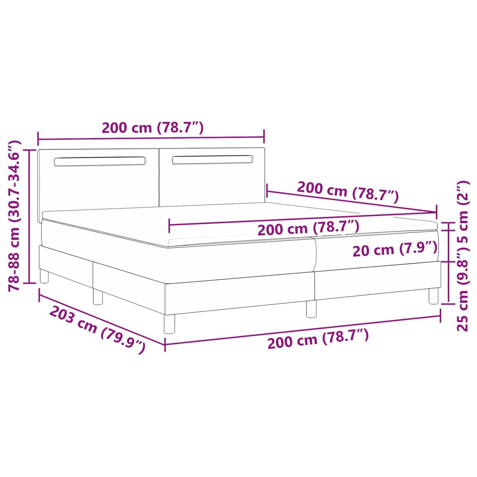 Krevet s opruga kutije Crna 200 x 200 cm Umjetna koža