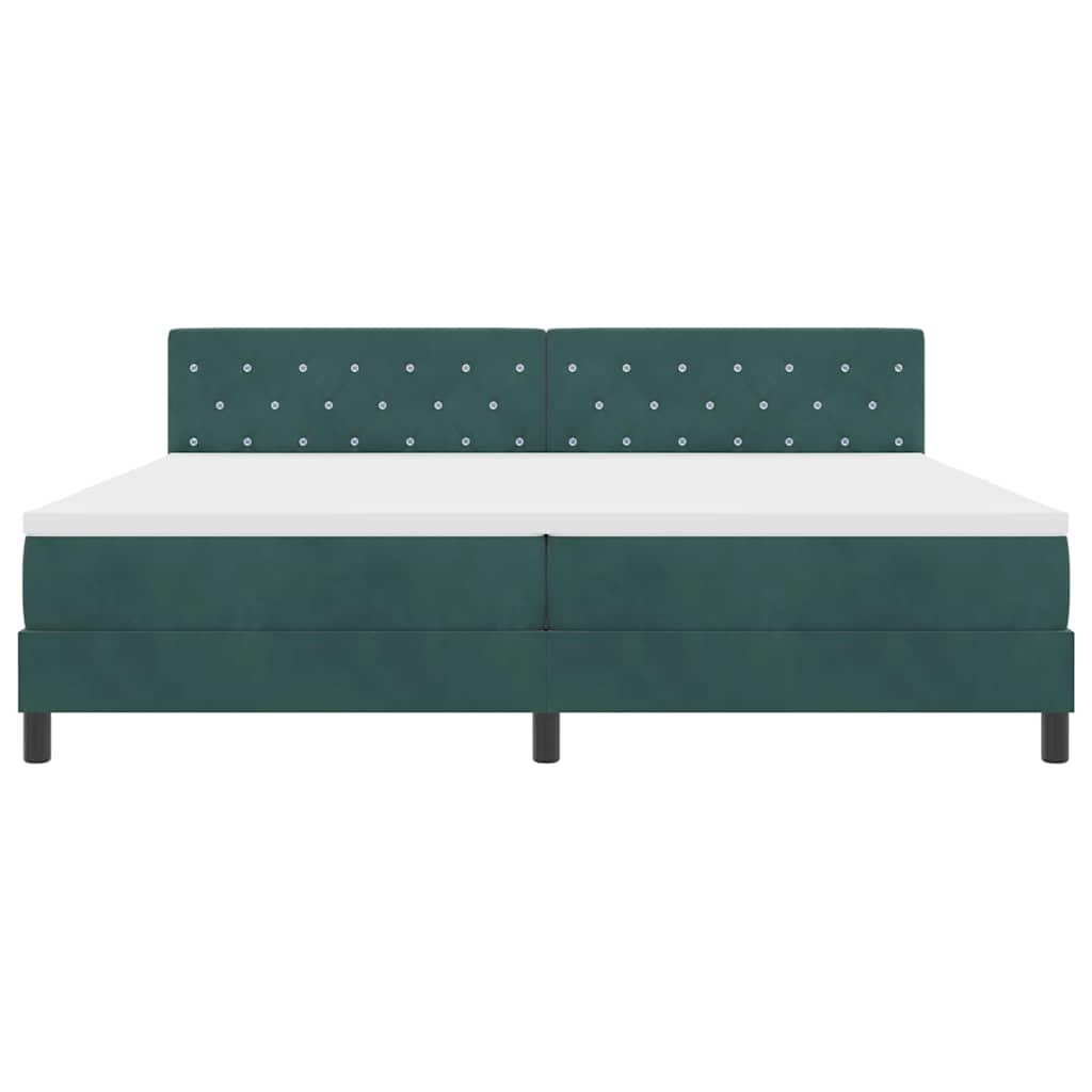 Krevet s opruga kutije Tamnozelena 200 x 200 cm Baršun