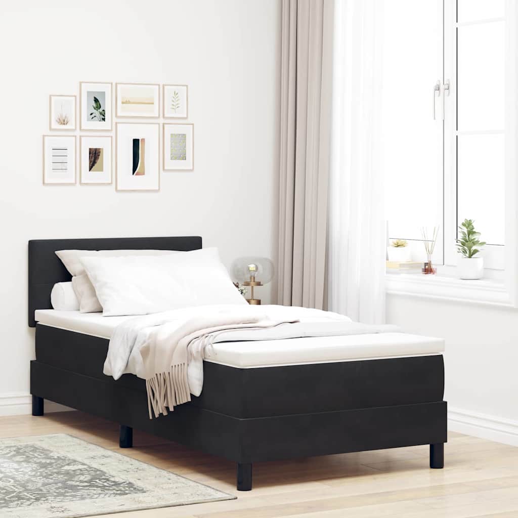 Krevet s opruga kutije s madracem Crna 90 x 190 cm Baršun