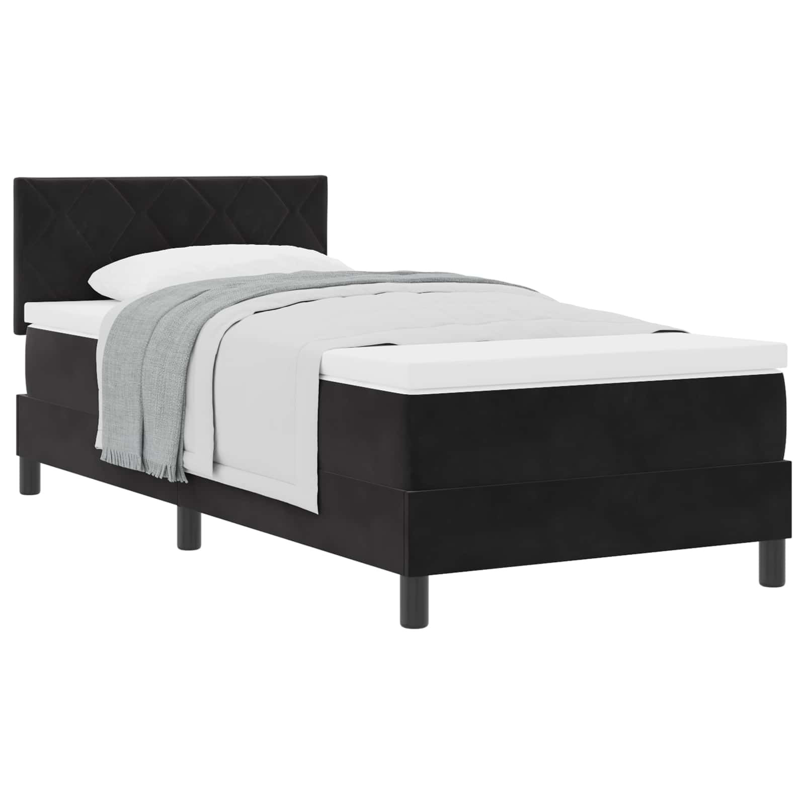 Krevet s opruga kutije s madracem Crna 90 x 190 cm Baršun