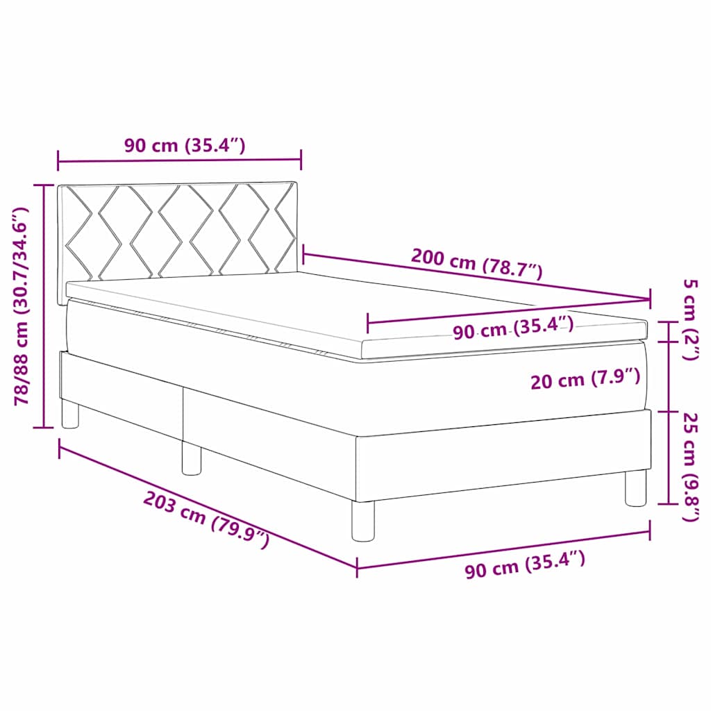 Krevet s opruga kutije Ružičasta 90 x 200 cm Baršun