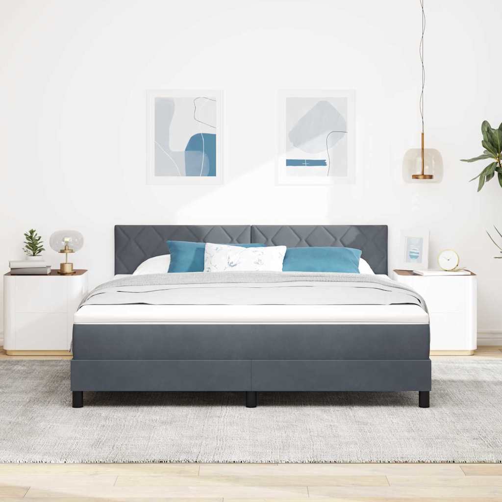 Krevet s opruga kutije Tamno siva 180 x 200 cm Baršun