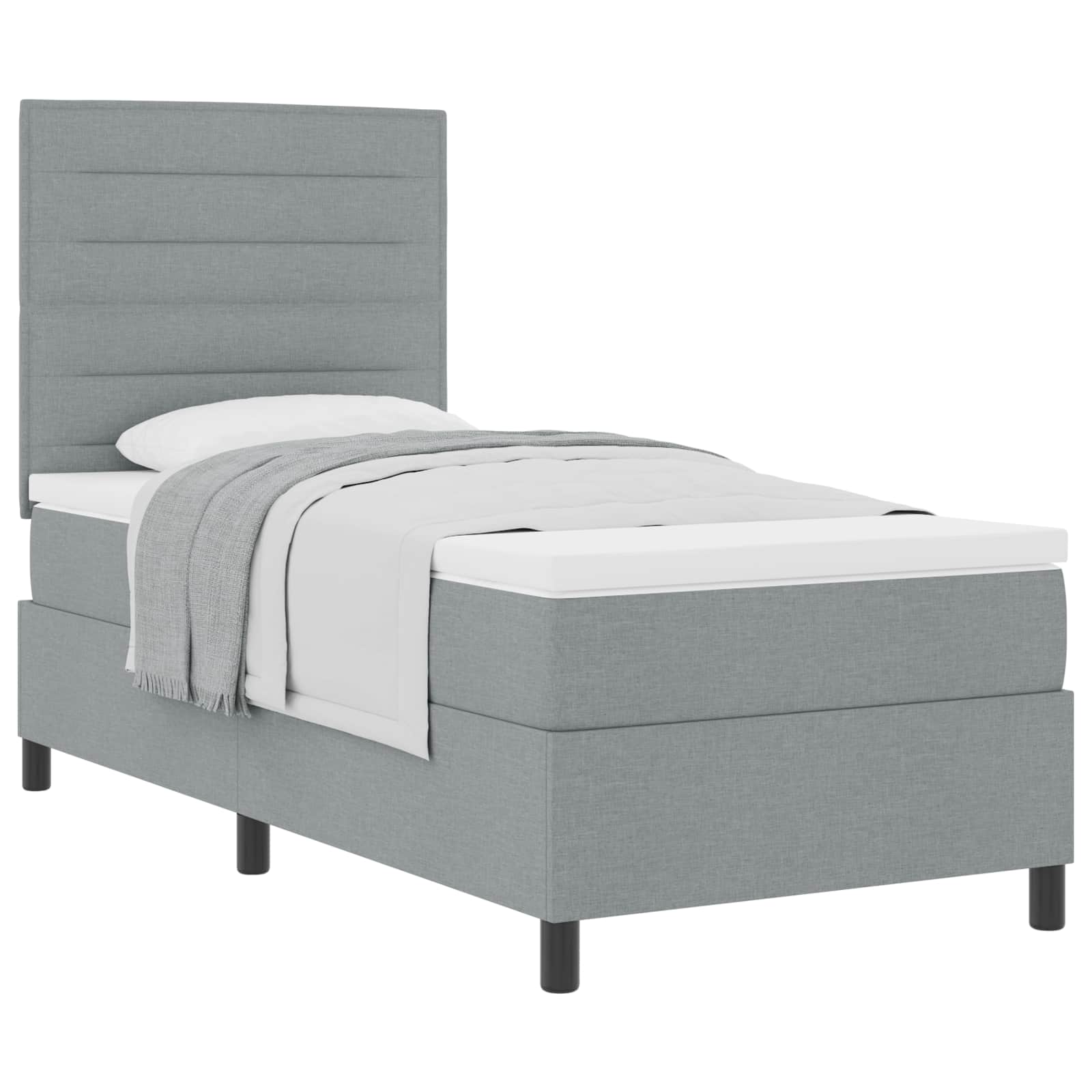 Krevet s opruga kutije Svijetlo siva 90 x 200 cm tkanina