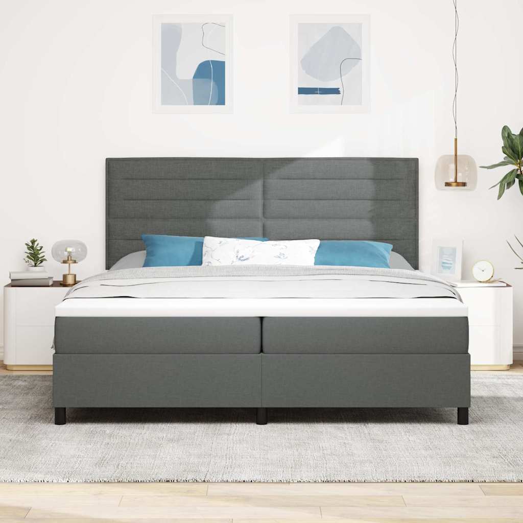 Krevet s opruga kutije Tamno siva 200 x 200 cm tkanina