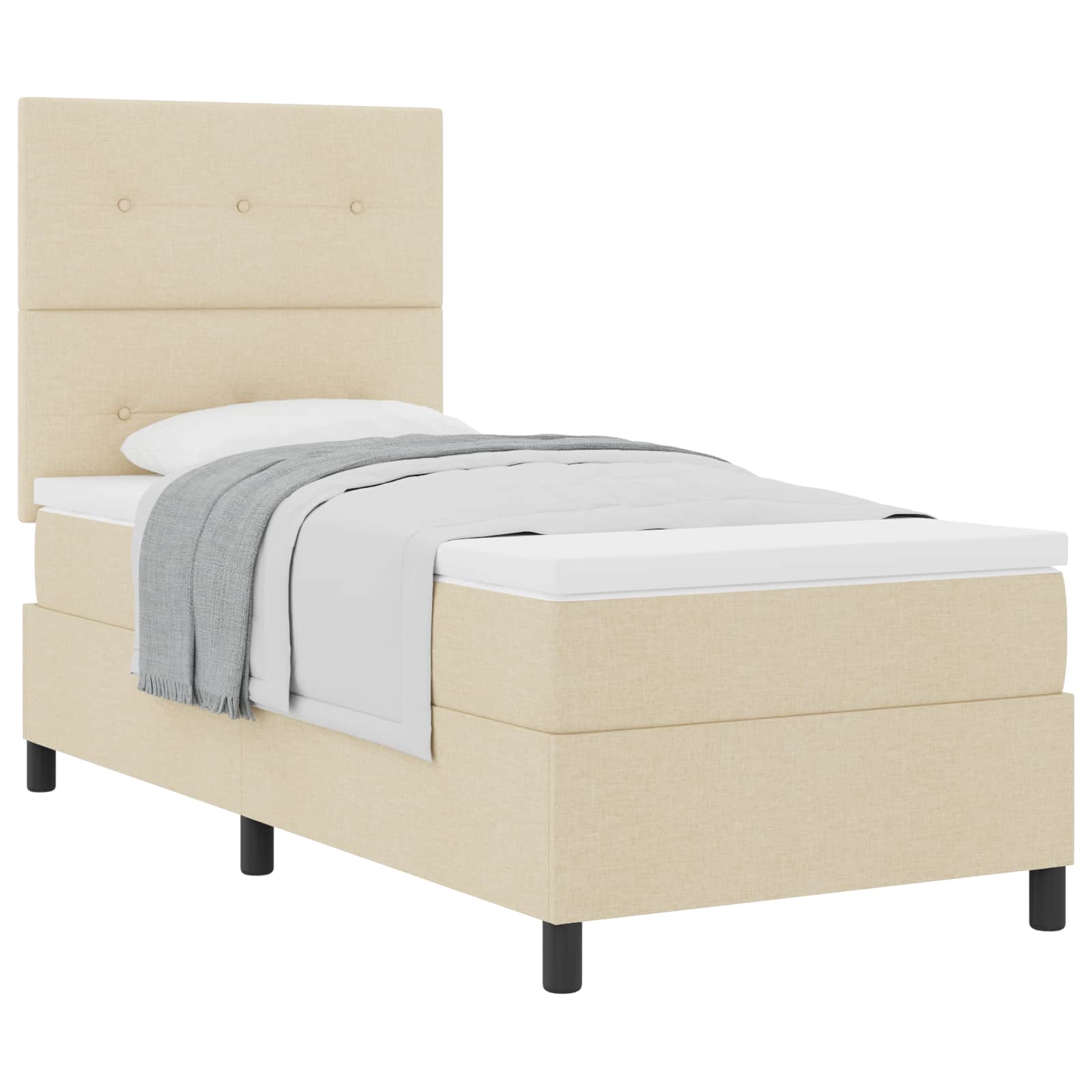 Krevet s opruga kutije s uzglavljem Krema 80 x 200 cm tkanina