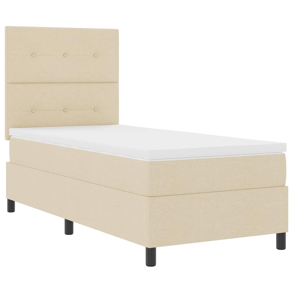 Krevet s opruga kutije s uzglavljem Krema 80 x 200 cm tkanina