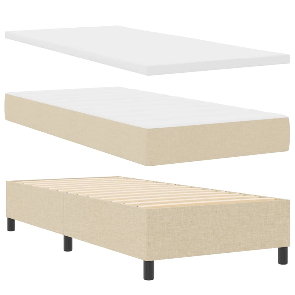 Krevet s opruga kutije s uzglavljem Krema 80 x 200 cm tkanina
