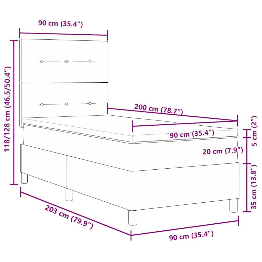 Krevet s opruga kutije s uzglavljem Plava 90 x 200 cm tkanina