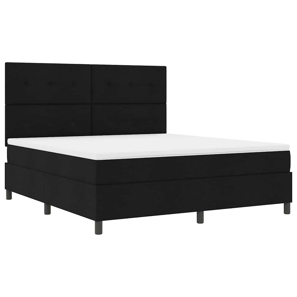 Krevet s opruga kutije s uzglavljem Crna 180 x 200 cm tkanina