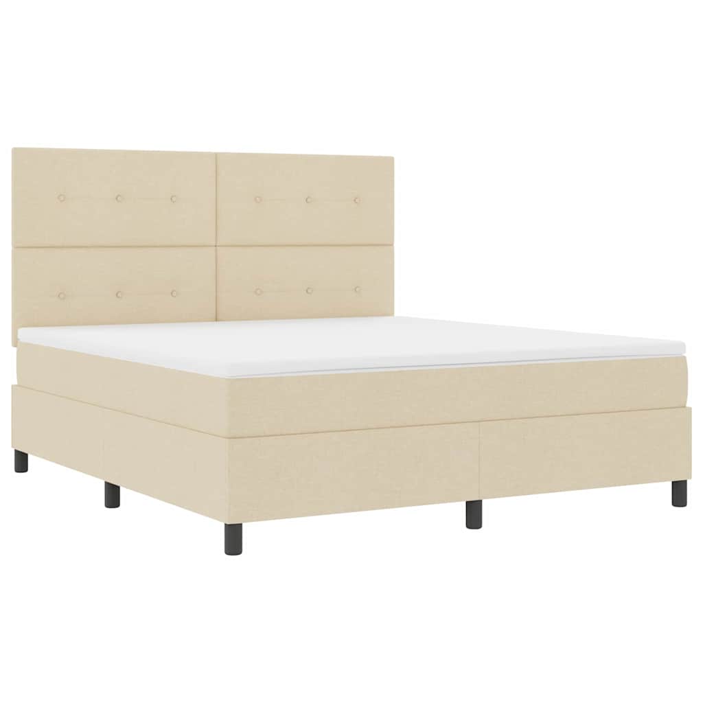 Krevet s opruga kutije s uzglavljem Krema 180 x 200 cm tkanina