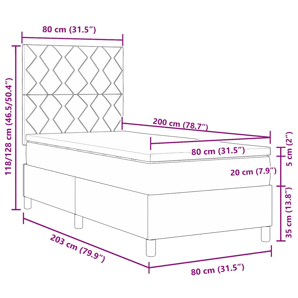 Krevet s opruga kutije s uzglavljem Krema 80 x 200 cm tkanina