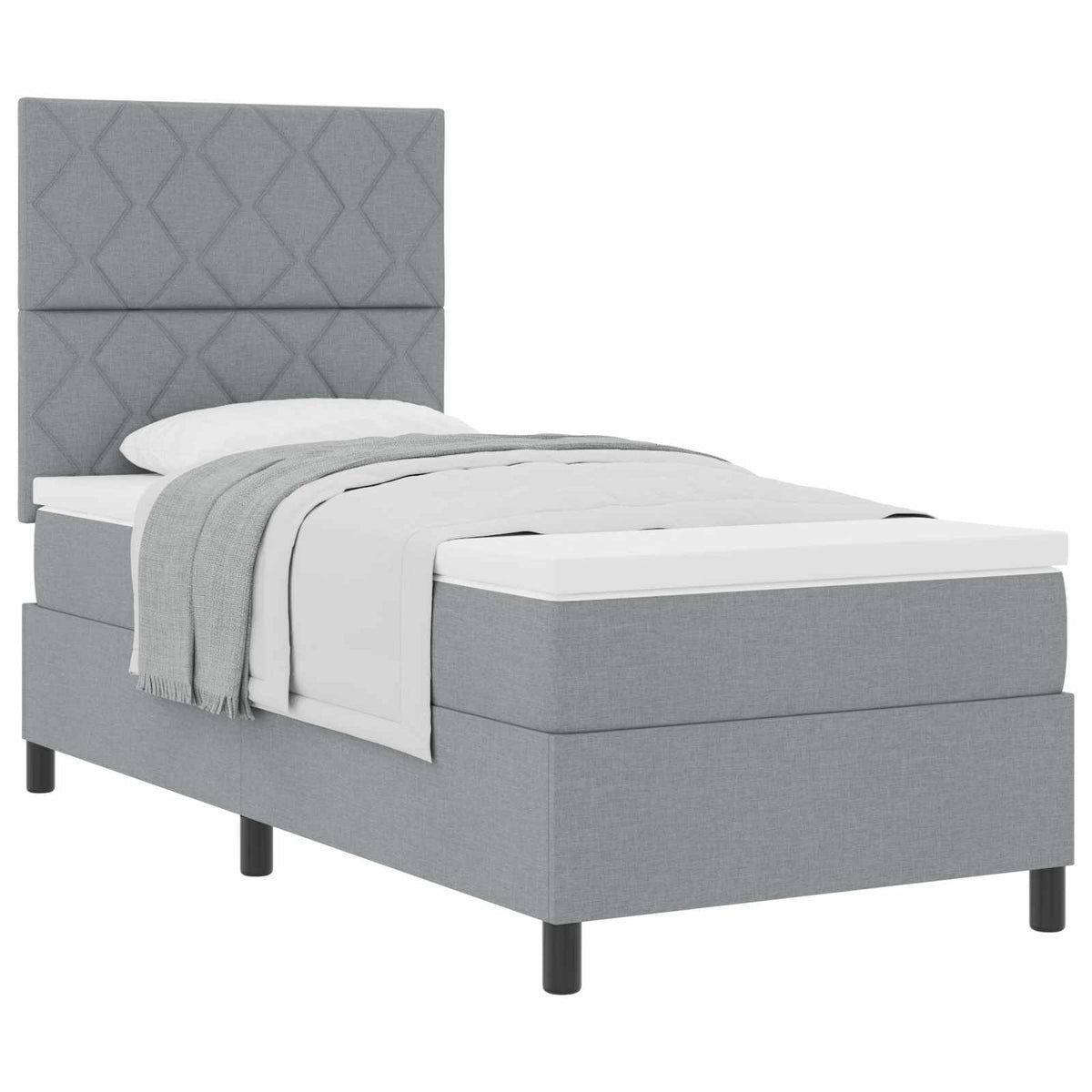 Krevet s opruga kutije Svijetlo siva 90 x 190 cm tkanina