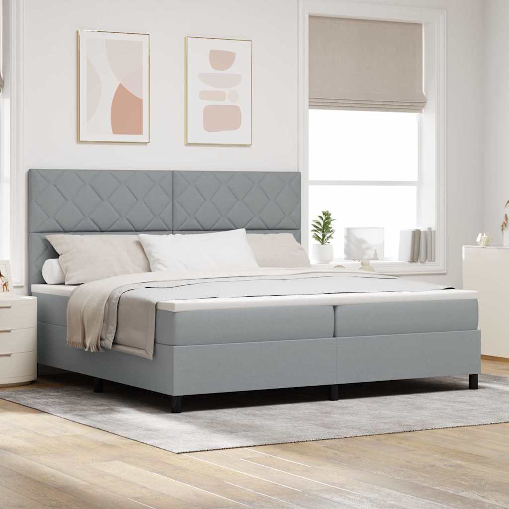 Krevet s opruga kutije Svijetlo siva 200 x 200 cm tkanina