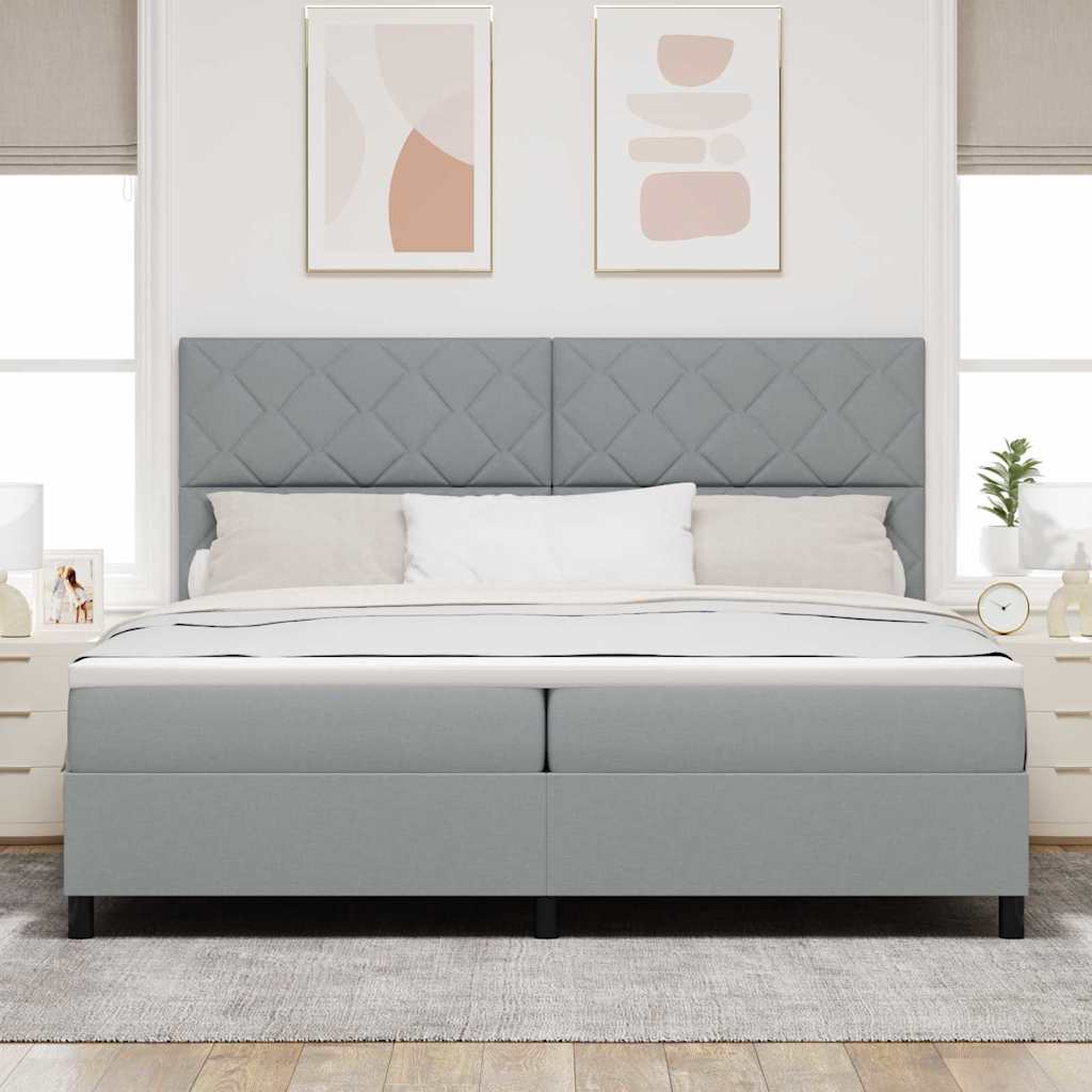 Krevet s opruga kutije Svijetlo siva 200 x 200 cm tkanina