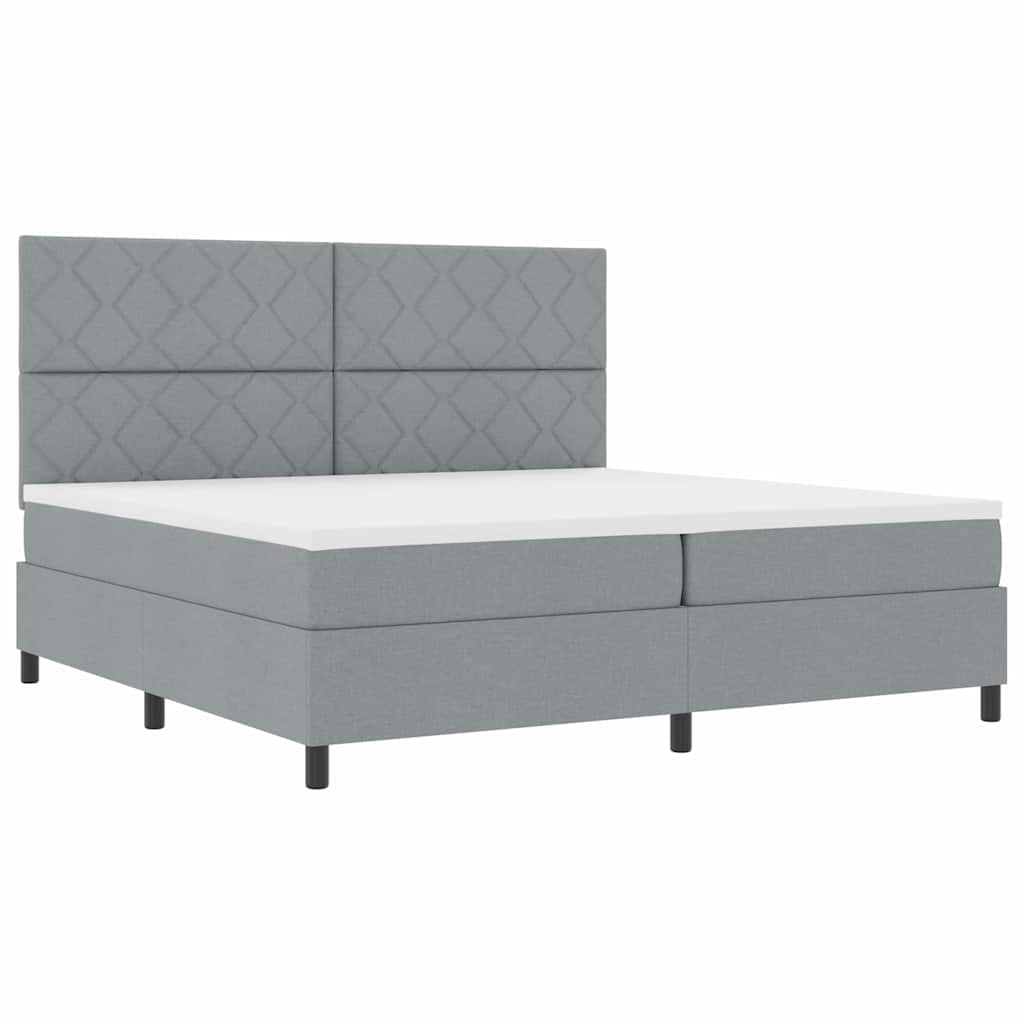 Krevet s opruga kutije Svijetlo siva 200 x 200 cm tkanina