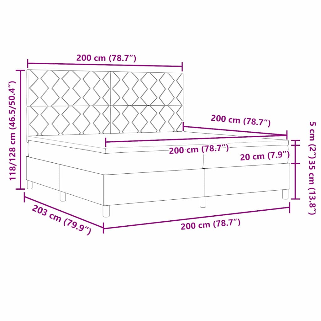 Krevet s opruga kutije Svijetlo siva 200 x 200 cm tkanina