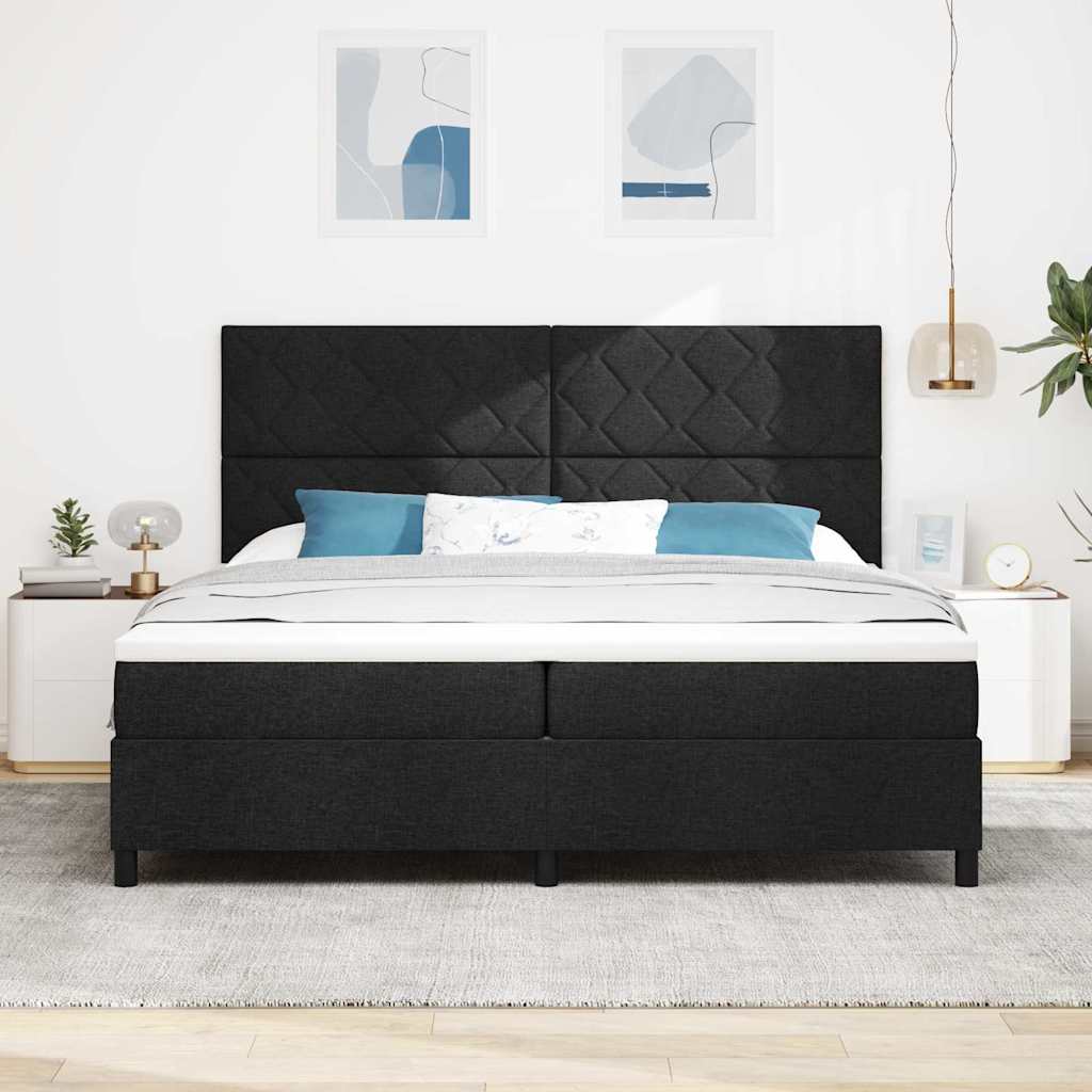 Krevet s opruga kutije s uzglavljem Crna 200 x 200 cm tkanina