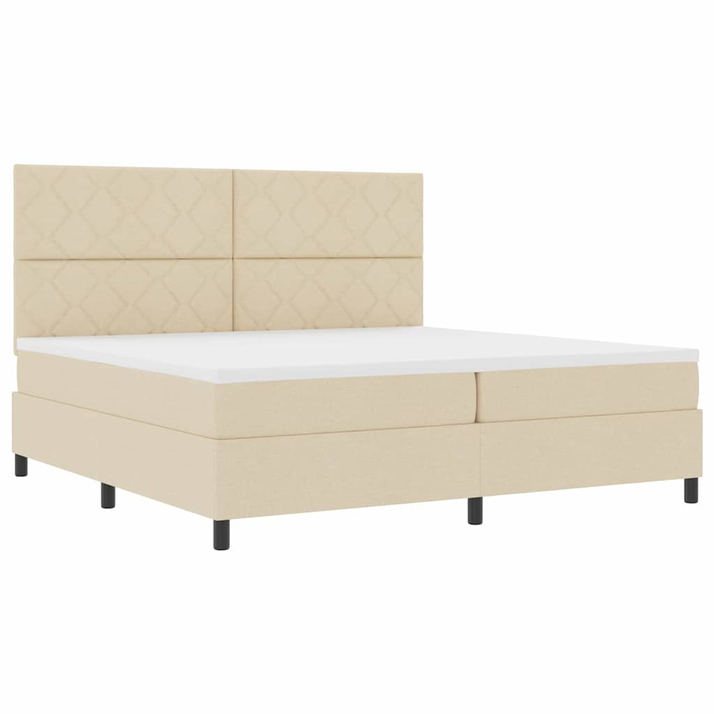Krevet s opruga kutije s uzglavljem Krema 200 x 200 cm tkanina