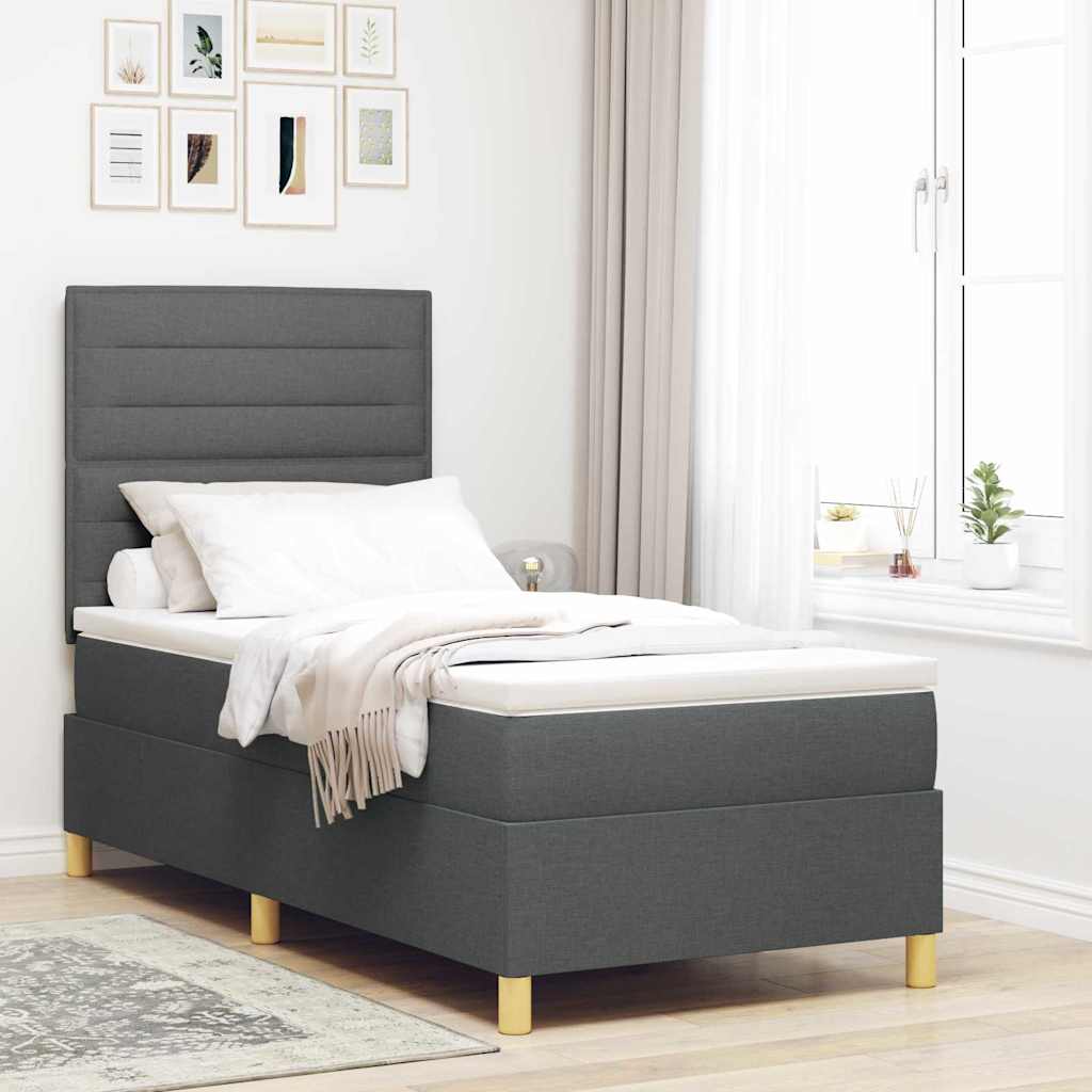 Krevet s opruga kutije Tamno siva 80 x 200 cm tkanina