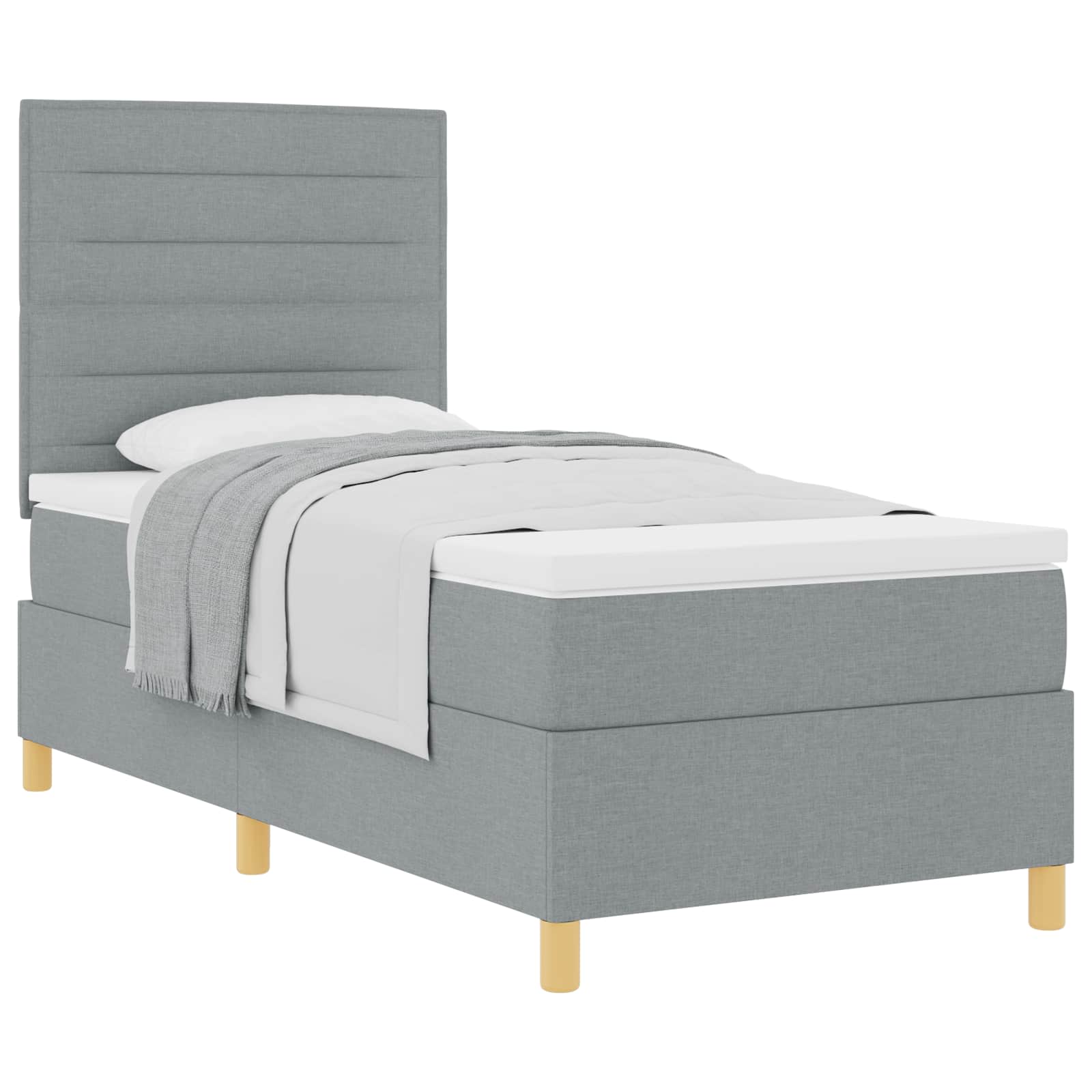 Krevet s opruga kutije Svijetlo siva 100 x 200 cm tkanina