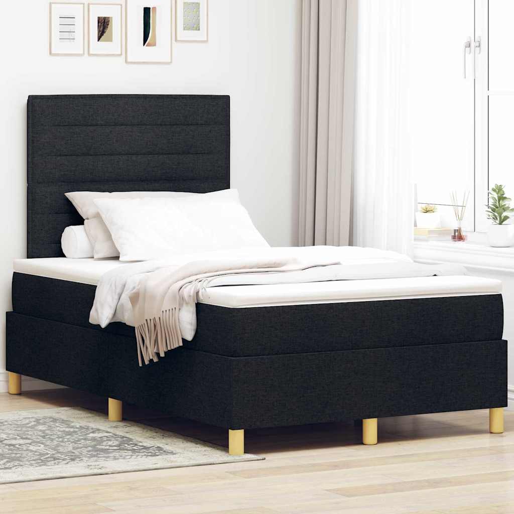 Krevet s opruga kutije s madracem Crna 120 x 200 cm tkanina