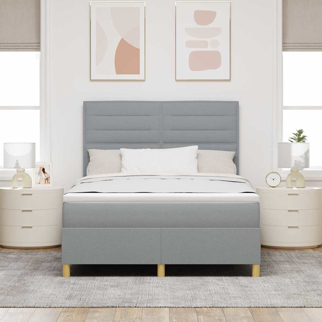 Krevet s opruga kutije Svijetlo siva 160 x 200 cm tkanina