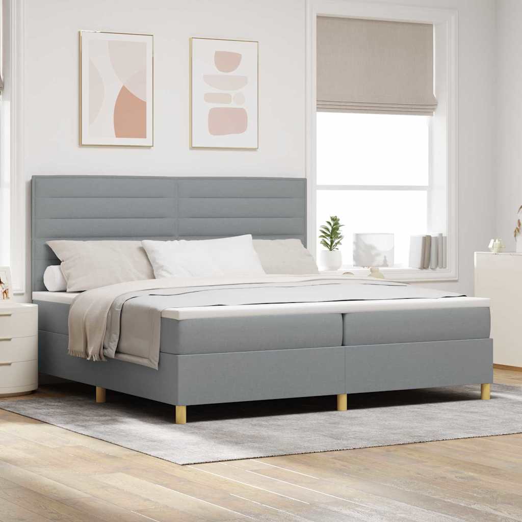 Krevet s opruga kutije Svijetlo siva 200 x 200 cm tkanina