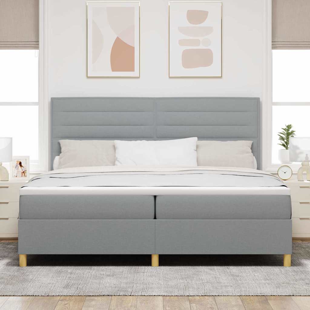 Krevet s opruga kutije Svijetlo siva 200 x 200 cm tkanina