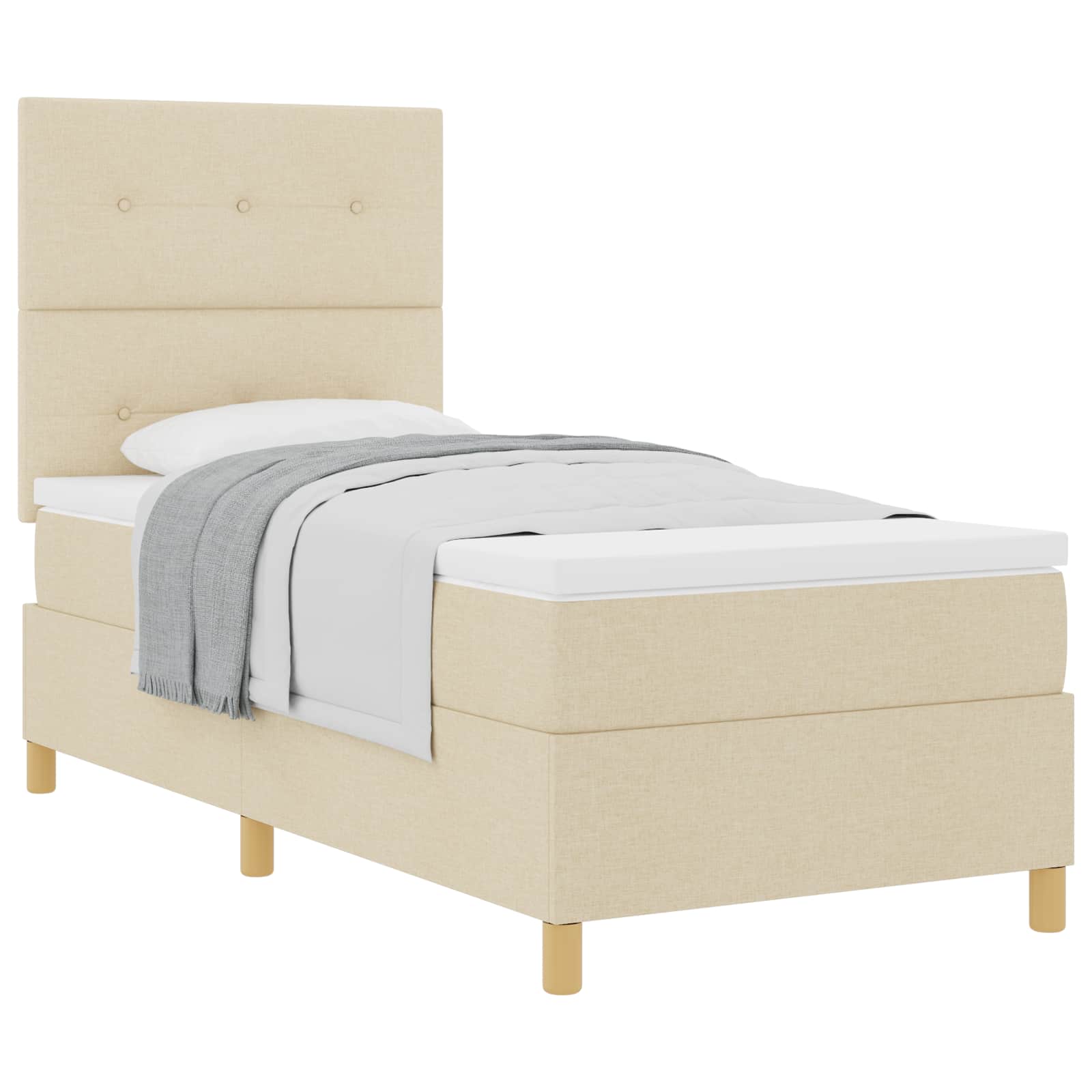 Krevet s opruga kutije s madracem Krema 80 x 200 cm tkanina