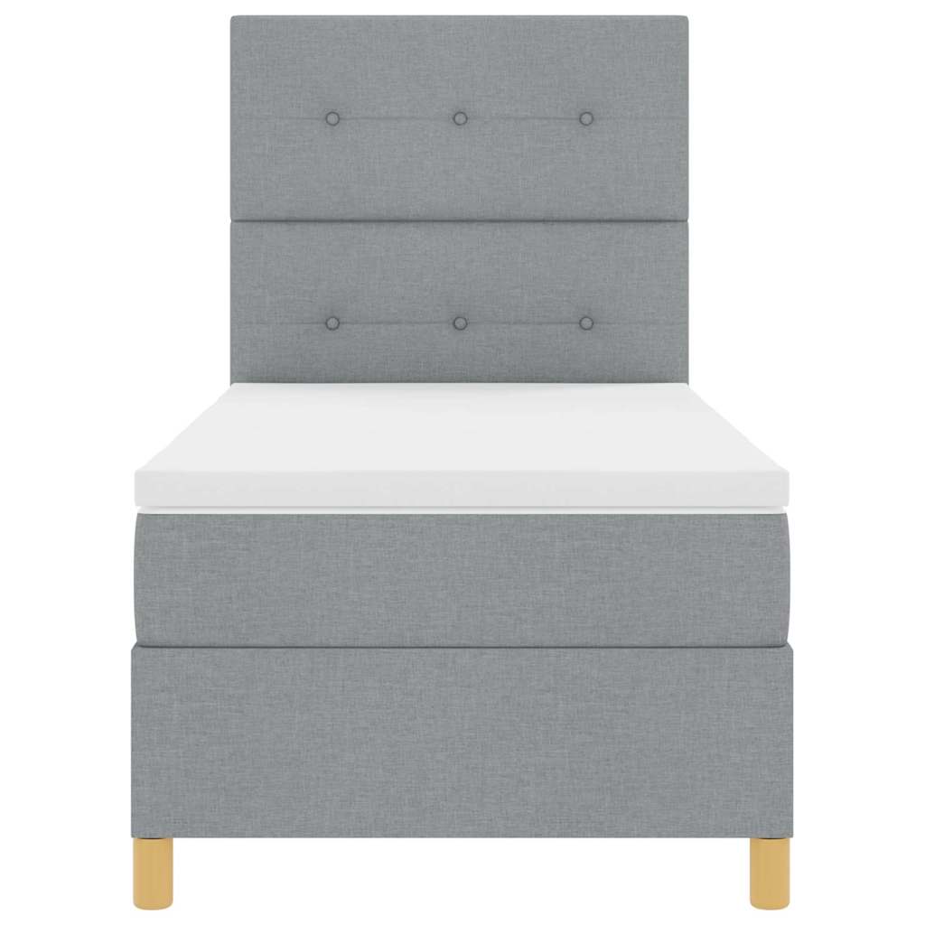 Krevet s opruga kutije Svijetlo siva 90 x 190 cm tkanina