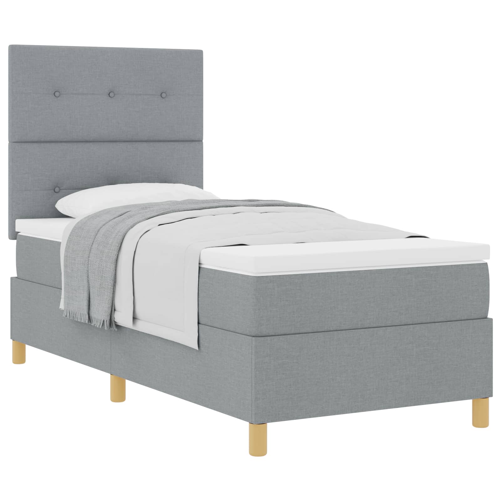 Krevet s opruga kutije Svijetlo siva 90 x 200 cm tkanina