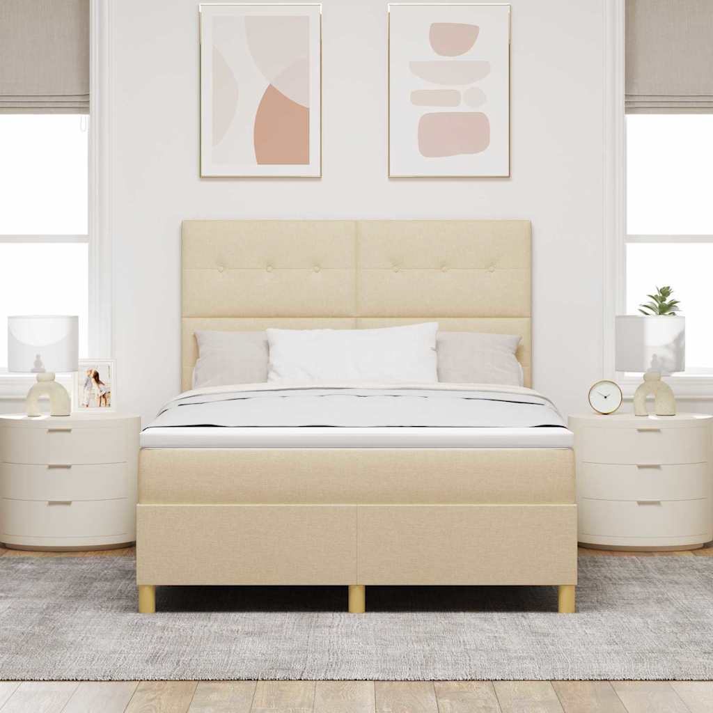 Krevet s opruga kutije s uzglavljem Krema 140 x 190 cm tkanina