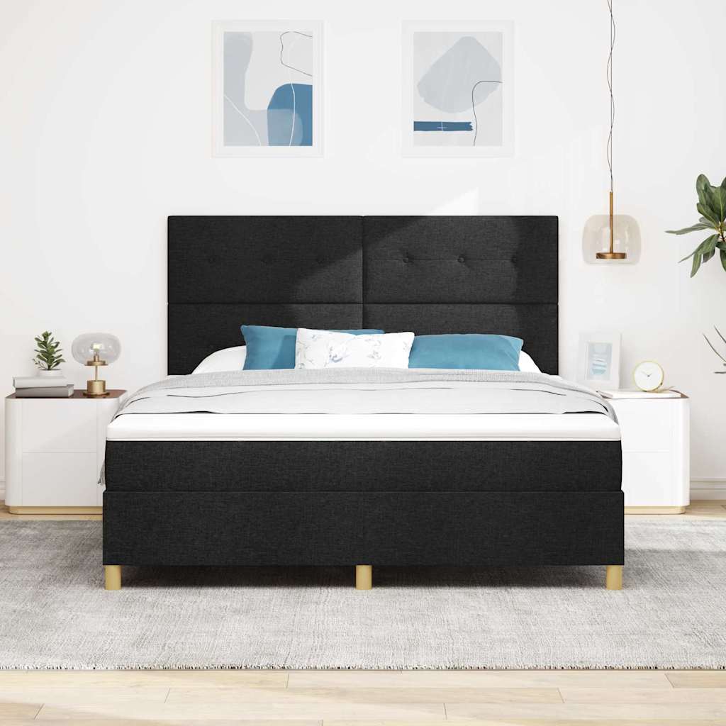 Krevet s opruga kutije s madracem Crna 180 x 200 cm tkanina