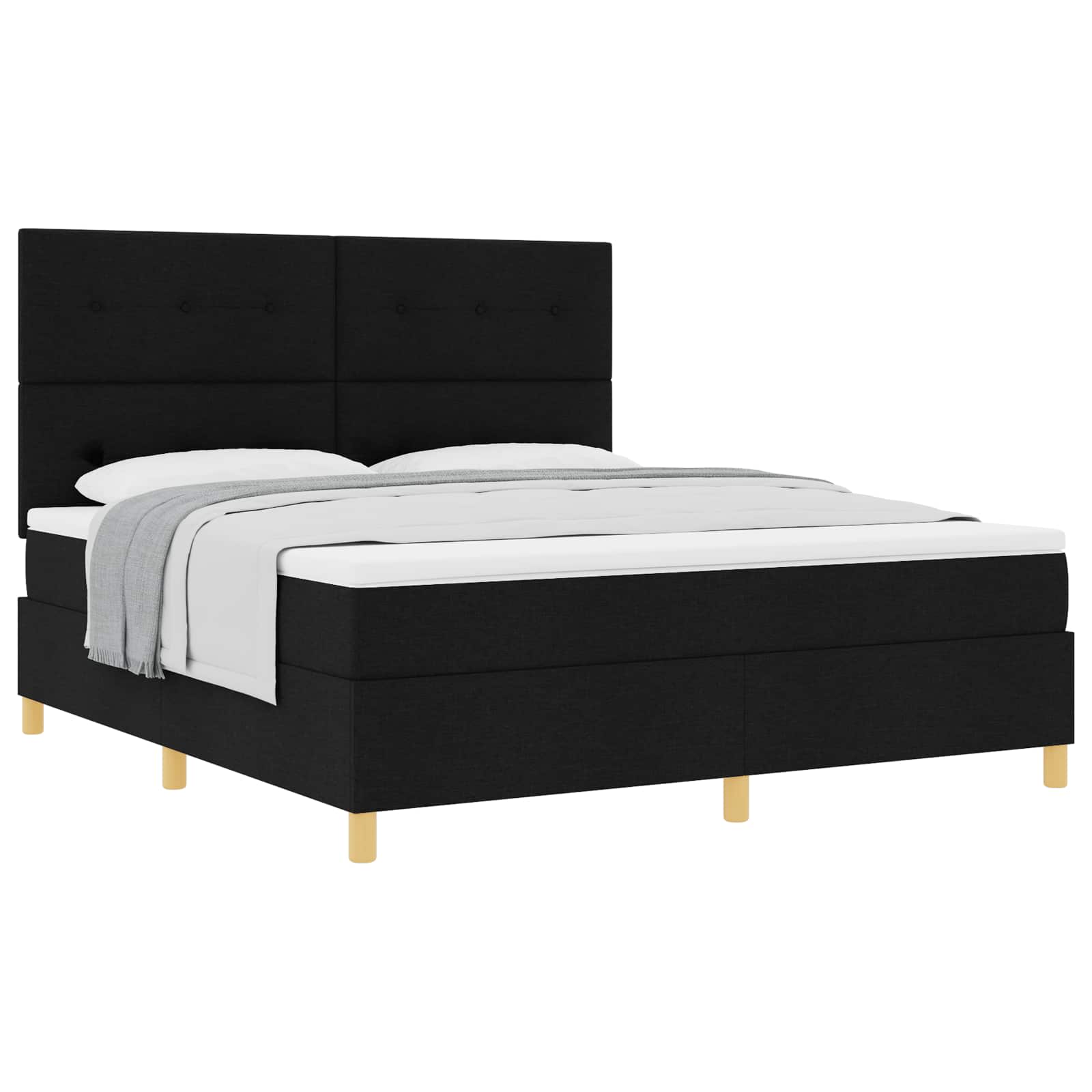 Krevet s opruga kutije s uzglavljem Crna 180 x 200 cm tkanina