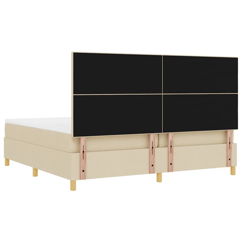 Krevet s opruga kutije s uzglavljem Krema 200 x 200 cm tkanina