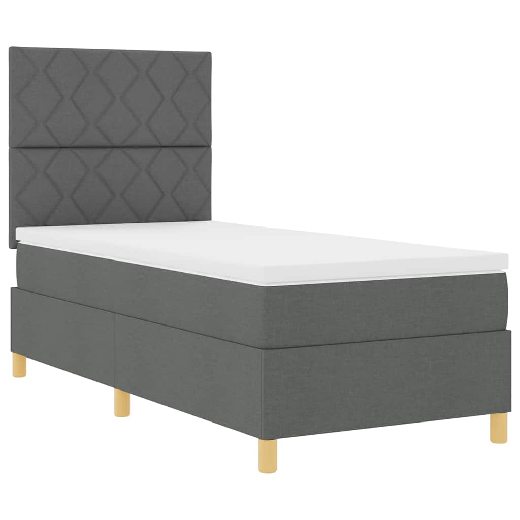 Krevet s opruga kutije Tamno siva 90 x 200 cm tkanina