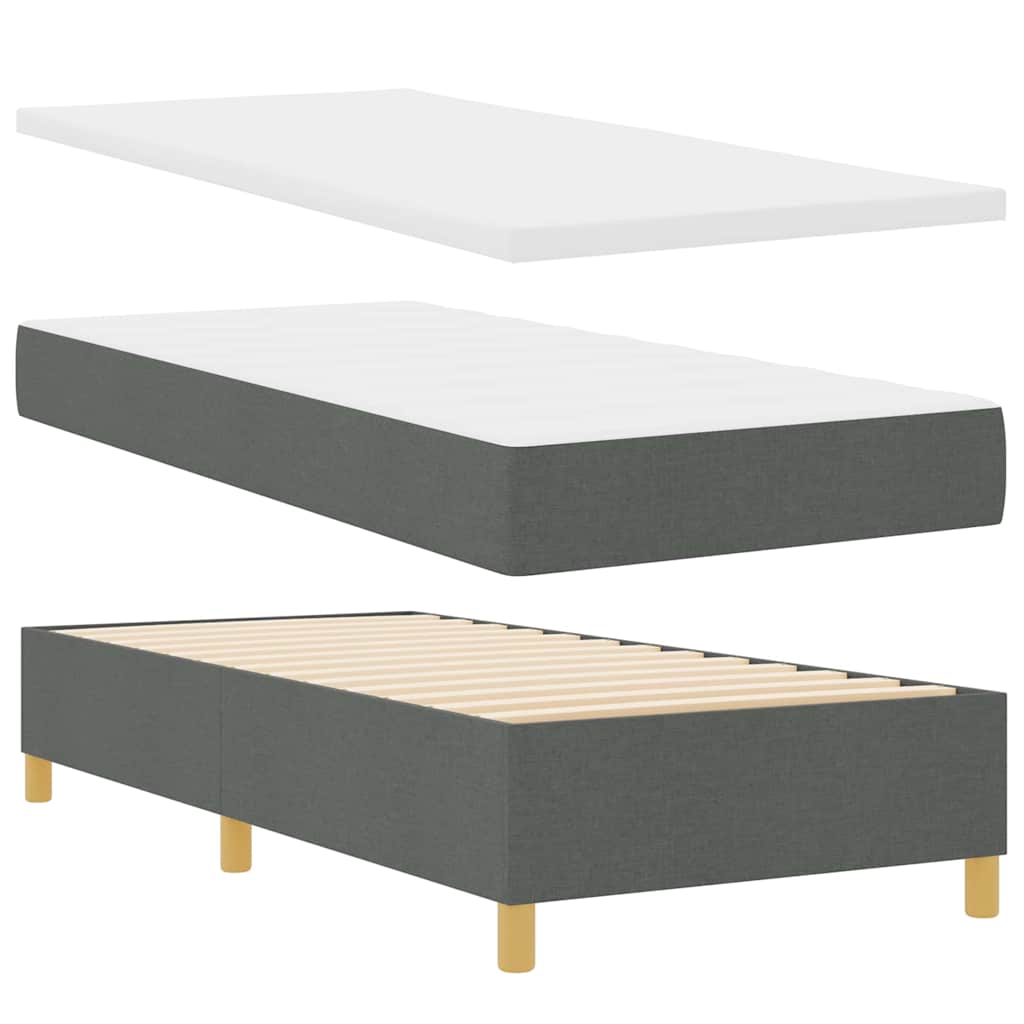 Krevet s opruga kutije Tamno siva 90 x 200 cm tkanina
