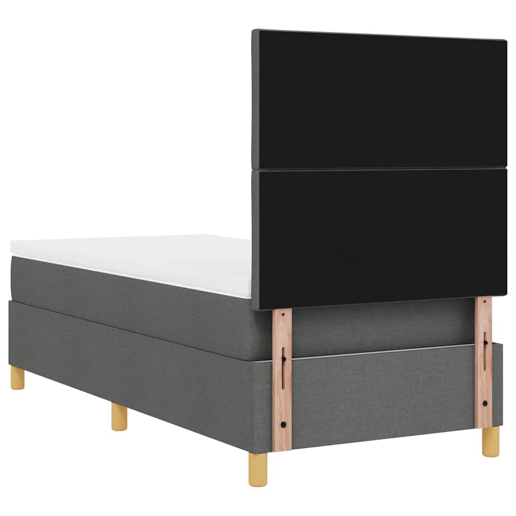 Krevet s opruga kutije Tamno siva 90 x 200 cm tkanina