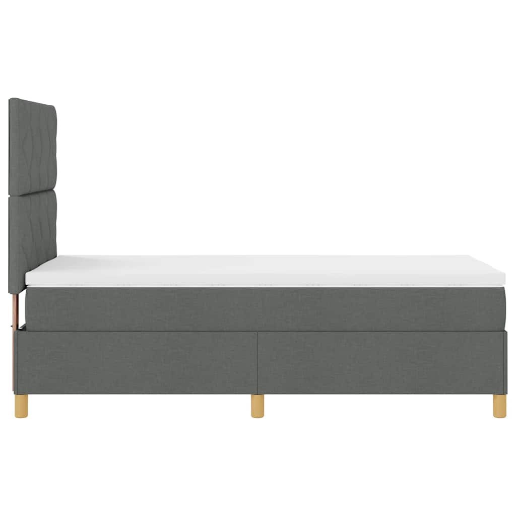 Krevet s opruga kutije Tamno siva 90 x 200 cm tkanina