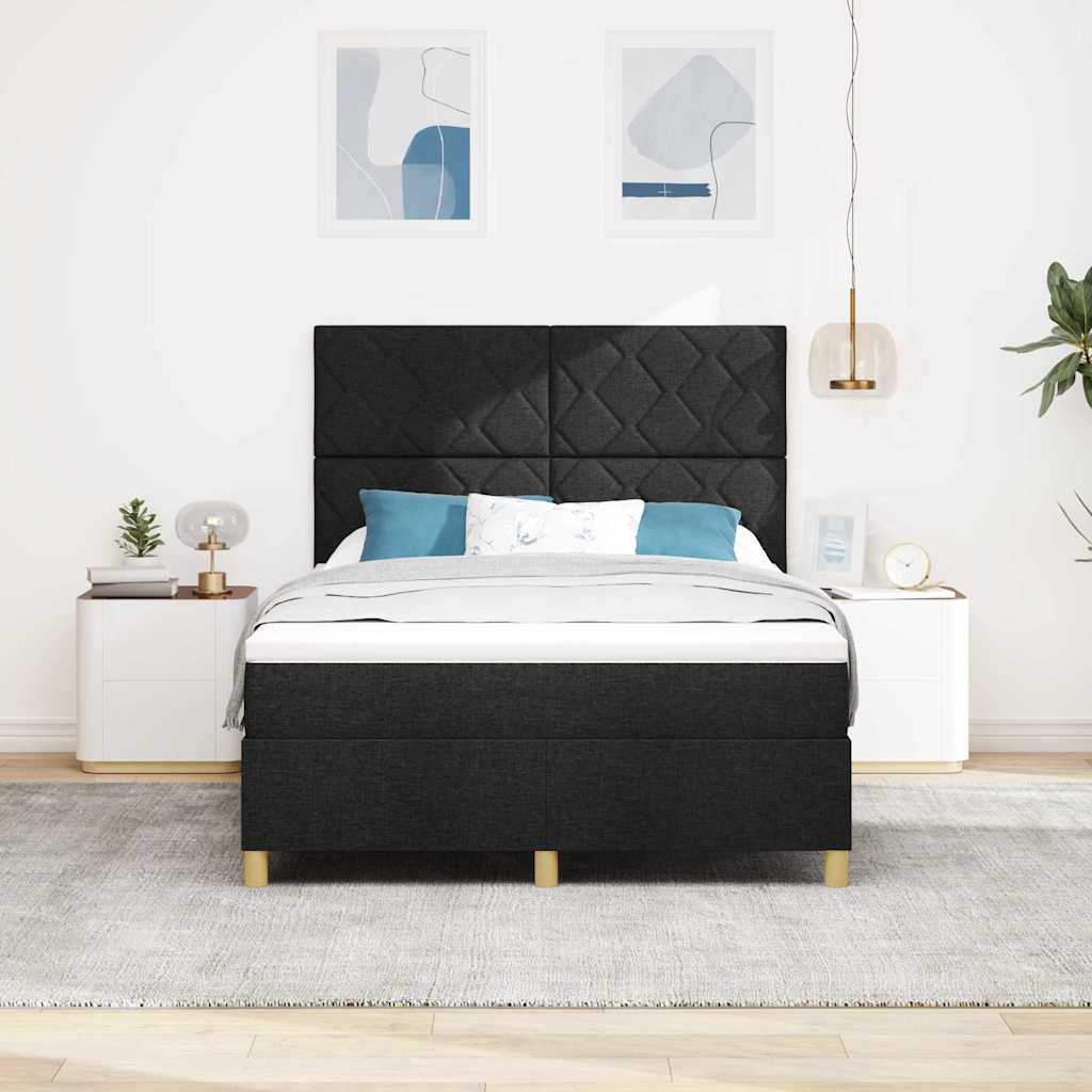Krevet s opruga kutije s uzglavljem Crna 160 x 200 cm tkanina