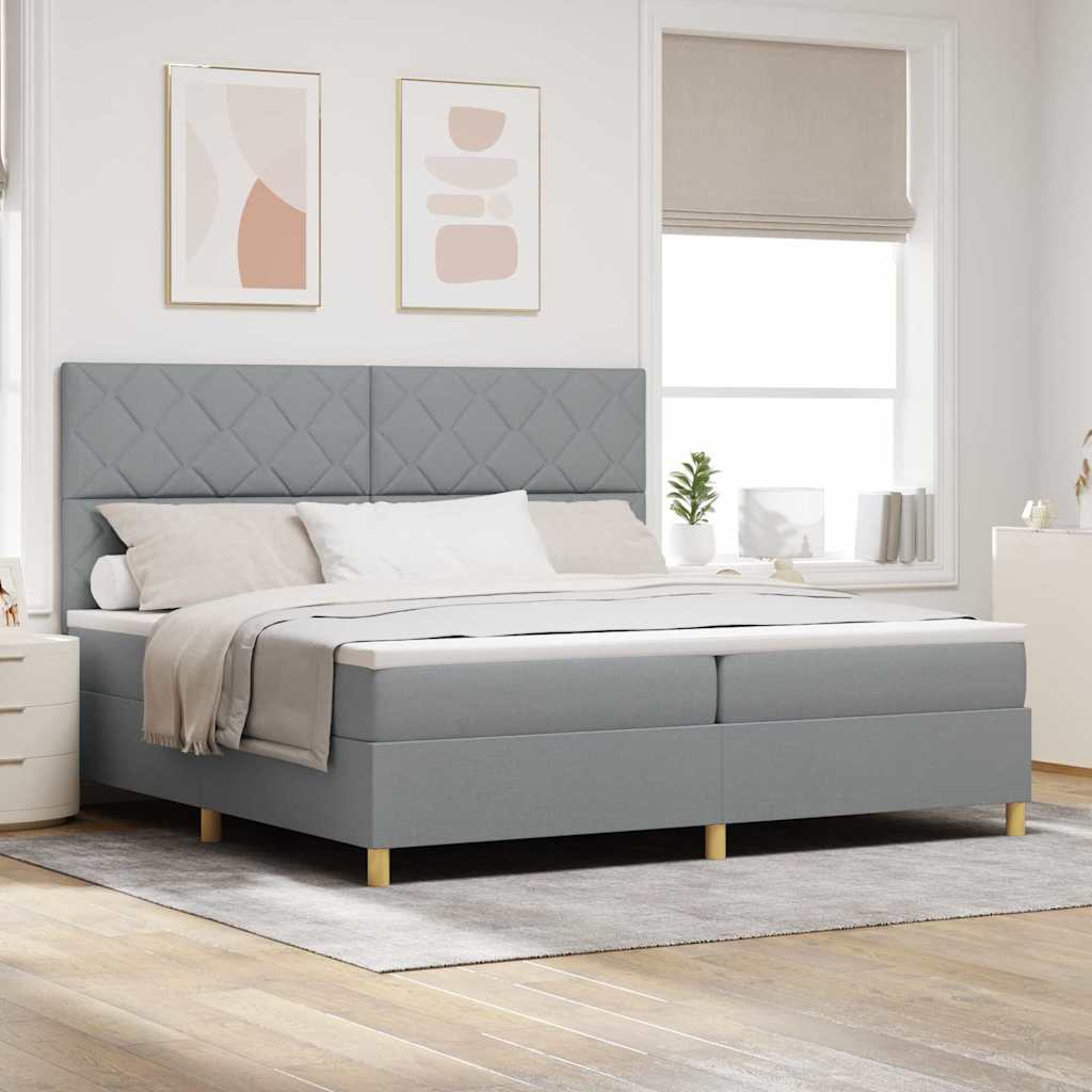 Krevet s opruga kutije Svijetlo siva 200 x 200 cm tkanina