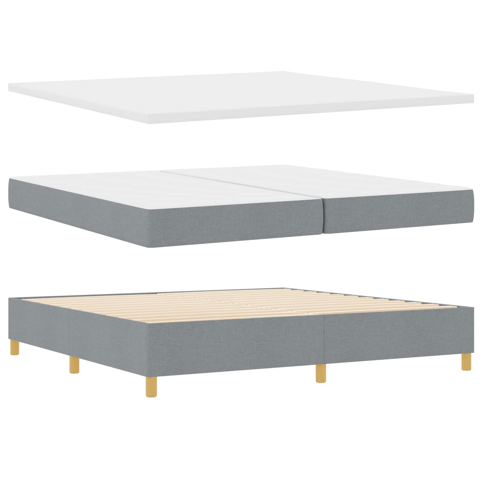 Krevet s opruga kutije Svijetlo siva 200 x 200 cm tkanina