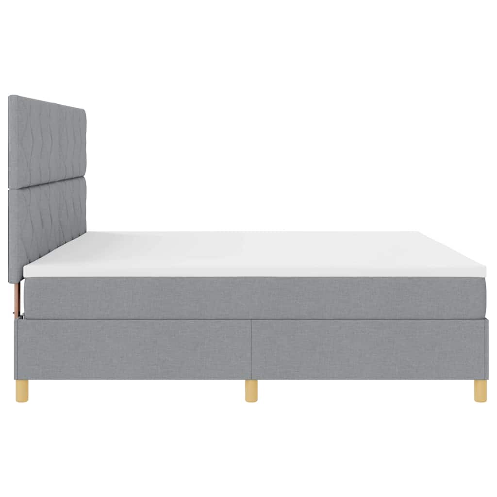 Krevet s opruga kutije Svijetlo siva 200 x 200 cm tkanina