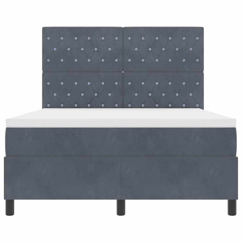 Krevet s opruga kutije Tamno siva 140 x 190 cm Baršun