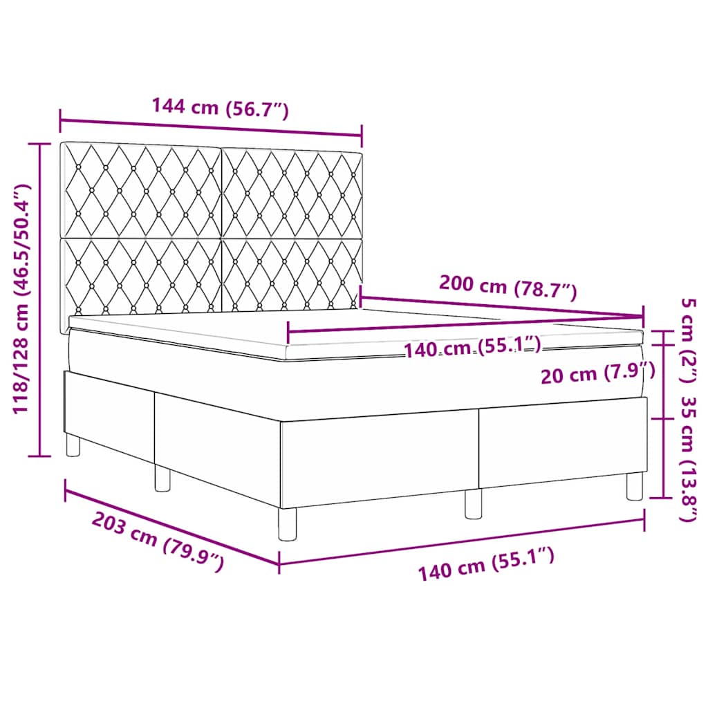 Krevet s opruga kutije Tamnozelena 140 x 200 cm Baršun