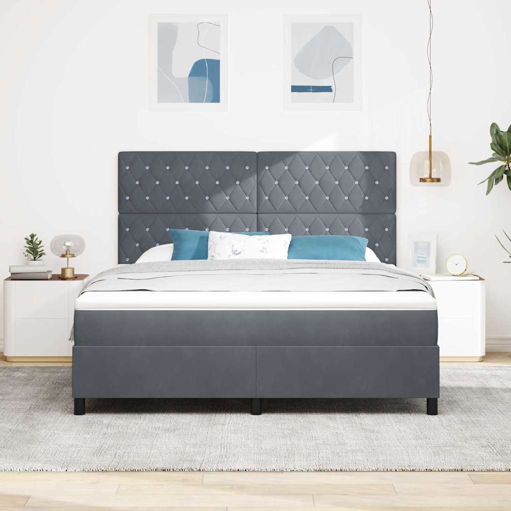 Krevet s opruga kutije Tamno siva 180 x 200 cm Baršun